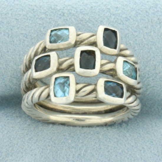 David Yurman Confetti 3 Row Cable Ring In Sterling Silver