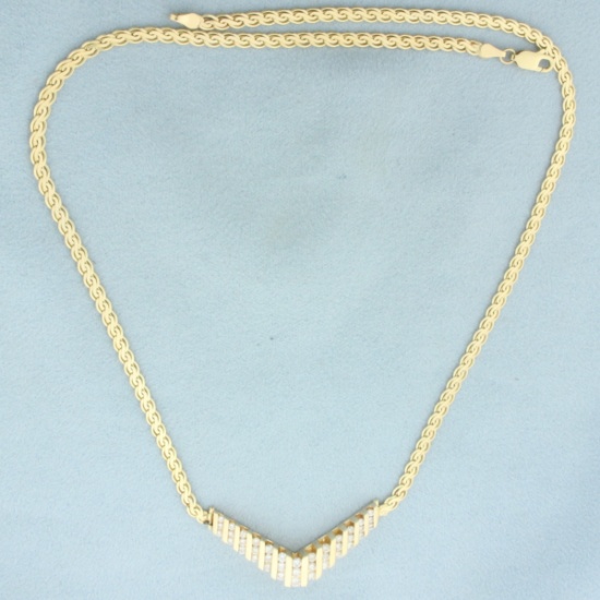 Diamond V Necklace In 14k Yellow Gold