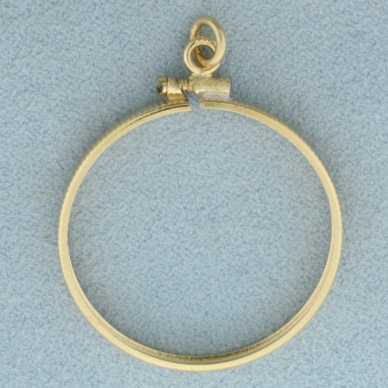 27mm Coin Bezel Pendant Or Charm In 14k Yellow Gold