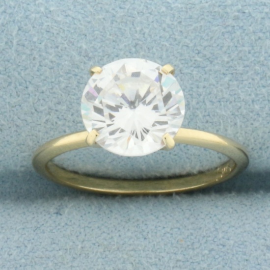 Cz Solitaire Engagement Ring In 14k Yellow Gold