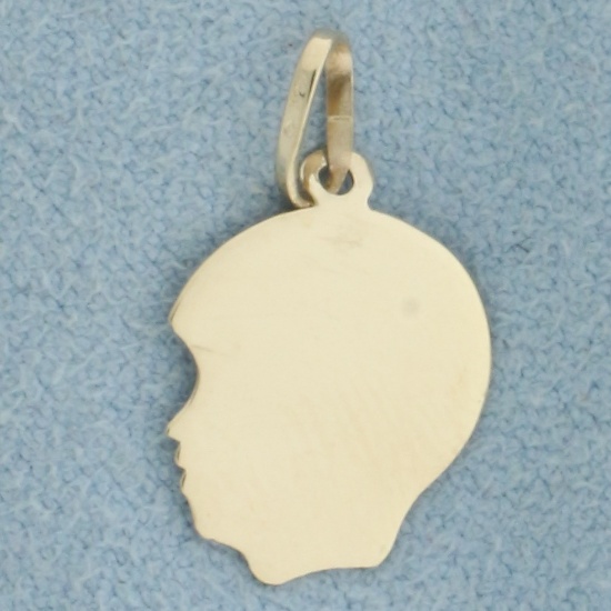 Engravable Boy Silhouette Charm In 14k Yellow Gold