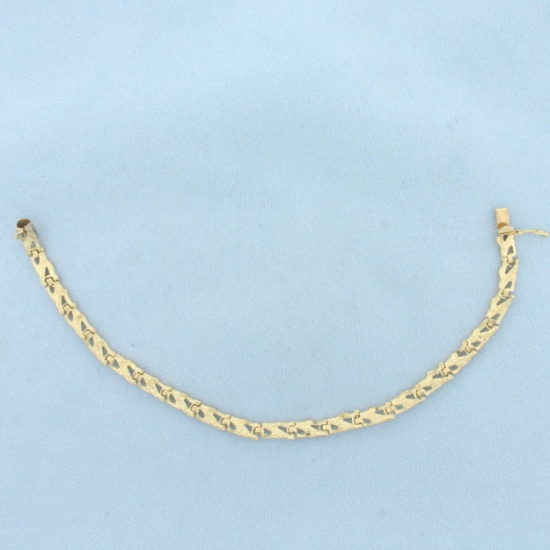 Diamond Cut Nugget Link Bracelet In 14k Yellow Gold