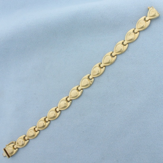 Vintage Puffy Link Bracelet In 14k Yellow Gold