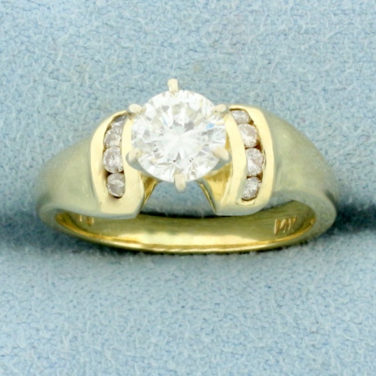 Unique Designer Accented Diamond Engagement Ring In 14k Yellow Gold