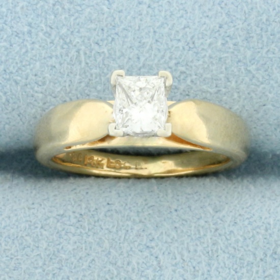 Solitaire Princess Diamond Engagement Ring In 14k Yellow Gold