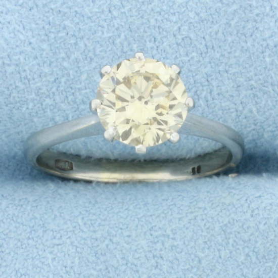 Solitaire Champagne Diamond Engagement Ring In 14k White Gold