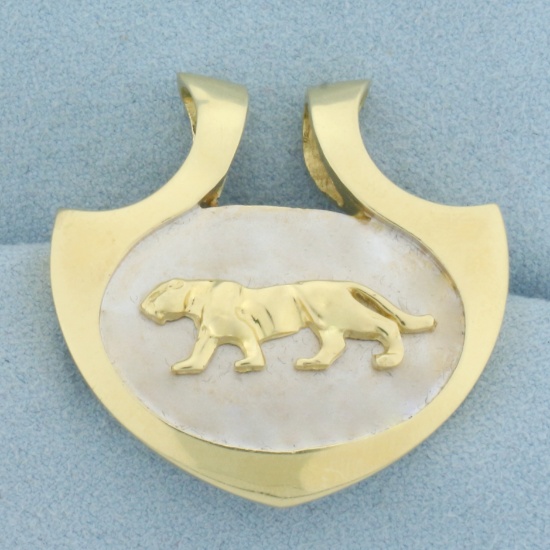 Large Jaguar Pendant Or Slide In 14k Yellow Gold