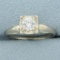 Vintage Diamond Solitaire Engagement Ring In 14k White Gold