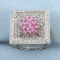 Interchangeable Pink Sapphire And Diamond Ring In 14k White Gold
