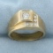 Mens Vintage Step Design Diamond Ring In 14k Yellow Gold
