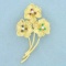 Designer Dankner Flower Pin With Emerald, Sapphire, Ruby, And Diamond In 18k Yellow Gold