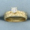 Solitaire Diamond Engagement Ring And Wedding Band Bridal Set In 18k Yellow Gold