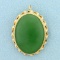 Large Vintage Jade Pendant Or Pin In 14k Yellow Gold