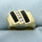 Vintage Onyx Inlay And Diamond Ring In 14k Yellow Gold