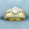 Vintage Channel Set Diamond Engagement Ring In 14k Yellow Gold