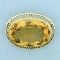 Vintage Citrine Statement Pin In 14k Yellow Gold