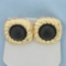 Vintage Onyx Button Earrings In 14k Yellow Gold