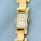 Womens Vintage Tourneau Wrist Watch In Solid 14k Yellow Gold