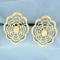 Unique Cut Out Spider Web Design Earrings In 14k Yellow Gold