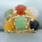 Designer Jade Statement Ring In 14k Yellow Gold