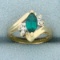 Tsavorite Garnet And Diamond Pinky Ring In 14k Yellow Gold