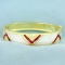 Ruby, Mother Of Pearl And Diamond Bangle Bracelet In 18k Yellow Gold