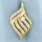 Abstract Wave Design Diamond Pendant In 14k Yellow Gold
