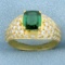 Tsavorite Garnet And Diamond Ring In 18k Yellow Gold