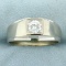 Mens 1ct Diamond Solitaire Ring In 14k White Gold