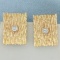 Unique Wood Grain Design Diamond Earrings In 14k Yellow Gold