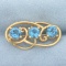 Vintage Swiss Blue Topaz Brooch In 14k Yellow Gold