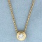 18 Inch Bezel Set Solitaire Diamond Necklace In 14k Yellow Gold