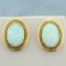 Vintage Ethiopian Opal Button Earrings In 14k Yellow Gold