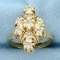 Vintage Diamond Cocktail Statement Ring In 14k Yellow Gold