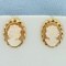 Designer Van Dell Cameo Earrings In 14k Yellow Gold