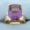 12ct Amethyst And Diamond Statement Ring In 14k Yellow Gold