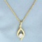 Designer Diamond Solitaire Necklace In 14k Yellow Gold