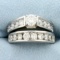 Diamond Engagement Ring And Wedding Band Bridal Set In 14k White Gold