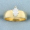 Vintage Marquise Diamond Solitaire Wide Band Engagement Ring In 14k Yellow Gold