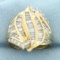 Designer Baguette And Round Diamond Statement Ring In 14k Yellow Gold
