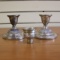 Fisher Silversmiths Hurricane Lamp Candlestick Holders Set Of 2 In .925 Sterling Silver