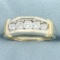 Mens Five Stone Wedding Or Anniversary Ring In 14k White Gold