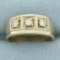 Mens Diamond Three Stone Diamond Wedding Or Anniversary Ring In 14k Yellow Gold