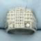 Mens Diamond Channel Set Statement Ring In 14k White Gold
