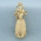 3d Pineapple Pendant Or Charm In 14k Yellow Gold