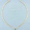 Emerald And Diamond Omega Necklace In 14k Yellow Gold