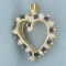 Sapphire And Diamond Heart Pendant In 14k Yellow Gold