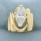 Marquise Cz Solitaire Statement Ring In 14k Yellow Gold