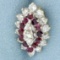 Diamond And Ruby Pendant Or Slide In 14k White And Yellow Gold