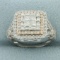 Diamond Halo Invisible Set Ring In 10k White Gold